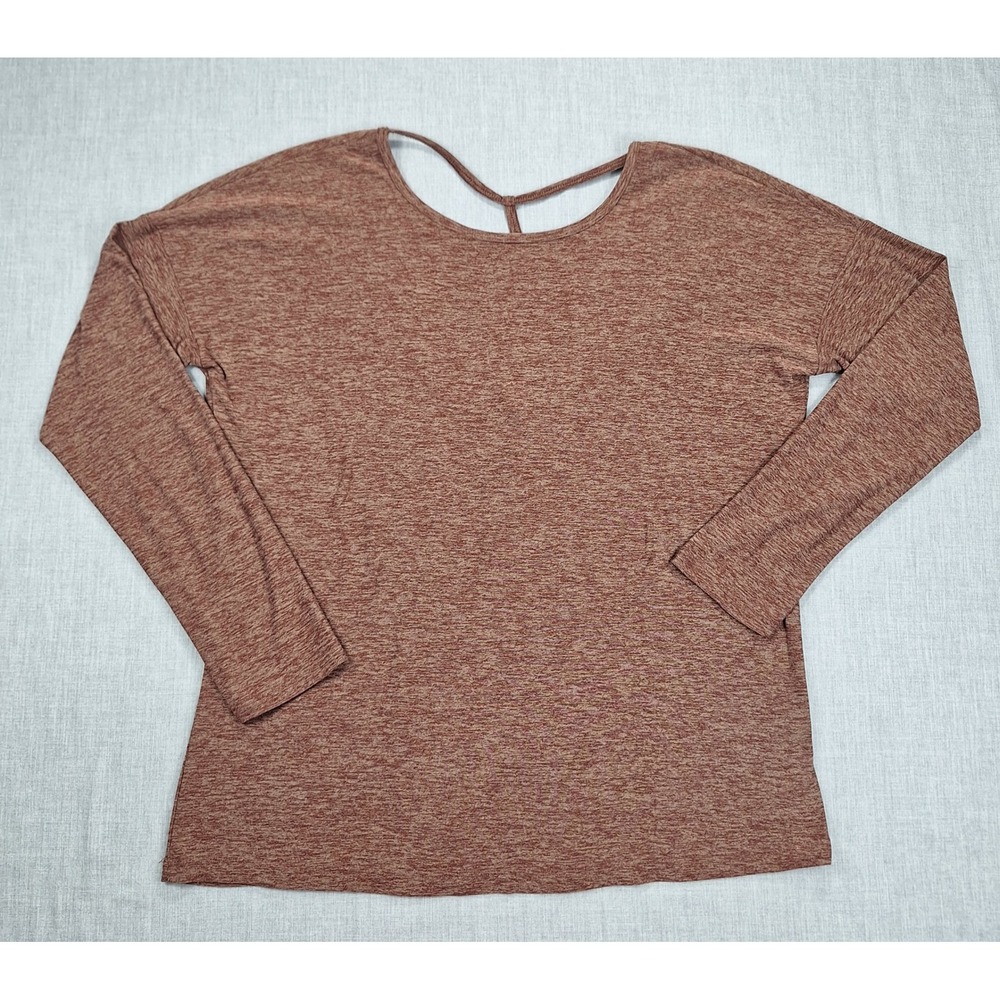 Beyond Yoga Womens Medium Rust Space Dye Open Back Long Sleeve Top Athleisure